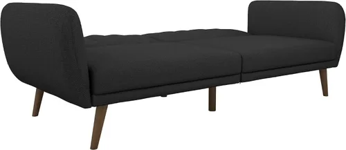 Vista 11 de Novogratz Brittany - Sofá cama tipo futón de 82 pulgadas de piel sintética, tapizado con respaldo copetudo, diseño moderno de mediados de siglo
