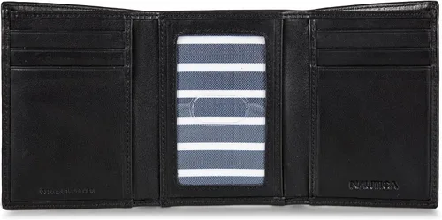 Vista 61 de Nautica Men's Trifold Wallet RFID Blocking Protection ID Window Card Slots Genuine Leather Durable