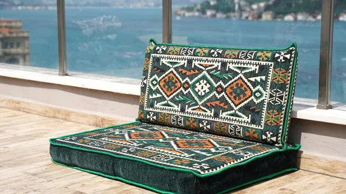Vista 4 de Green Arabic Sofa Floor Seating Set, Pallet Sofa, Floor Cushions, Sectional Sofa, Arabic Majilis, Ottoman Couch, Arabic Jalsa