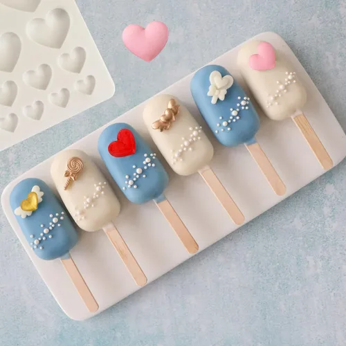Vista 7 de 25 cavidades en forma de corazón de silicona para fondant, molde de chocolate en forma de corazón, molde de silicona para hornear, decoración