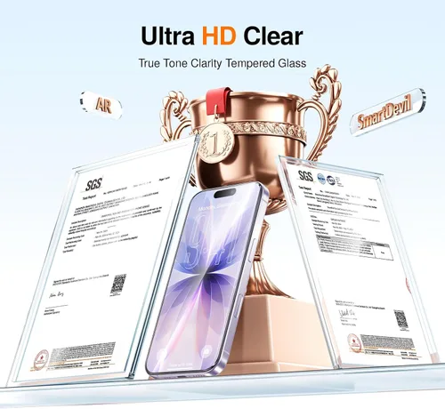 Vista 7 de SMARTDEVIL Paquete de 2 protectores de pantalla para iPhone 17 con tecnología antirreflectante AR, vidrio templado de grado militar de dureza 9H