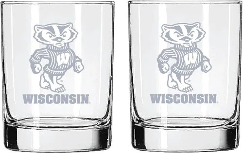 Vista 53 de Alabama - Juego de 2 vasos de cristal grabado satinado de 2 caras Marea carmesí de Alabama