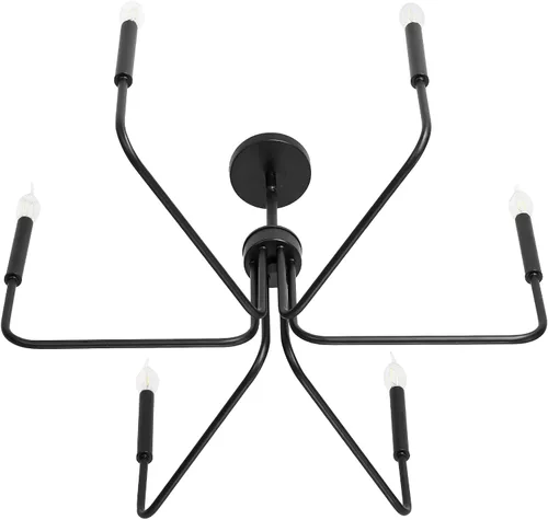Vista 11 de VEVOR Candelabro de 6 Luces, Candelabro de Metal Estilo Granja, Altura Ajustable, Lámpara Colgante de Comedor para Techos, Candelabro Moderno