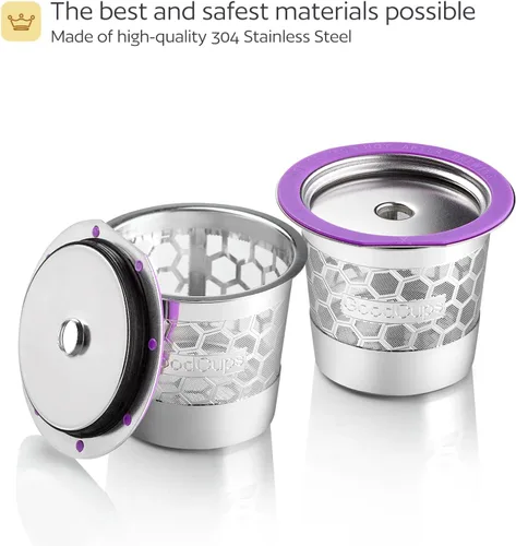 Vista 6 de 2 tazas K reutilizables de acero inoxidable con soporte de repuesto para cafeteras Keurig K-Express, K-Mini, K-Classic, K-Elite, K-Café, K-Duo