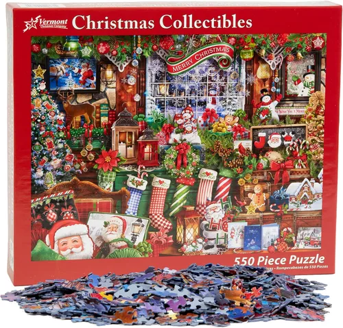 Vista 4 de Vermont Christmas Company Christmas Collectibles - Rompecabezas de 550 piezas, divertido collage navideño para adultos y adultos jóvenes, 24 x 18