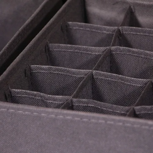 Vista 5 de DIOMMELL Paquete de 4 cajas de almacenamiento de tela plegables para armario, aparador, cajón, cestas de tela, contenedores divisores para ropa