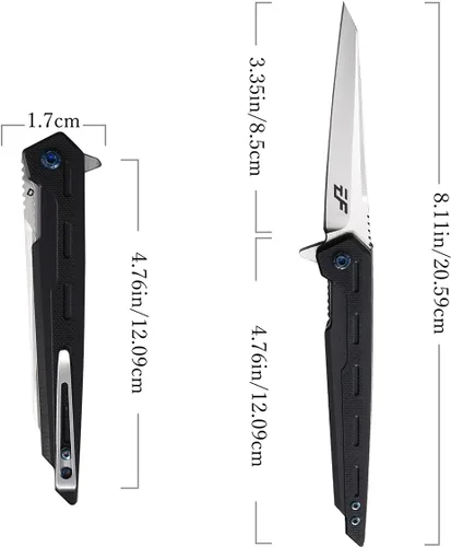 Vista 2 de Eafengrow EF948 Cuchillo plegable D2 hoja de acero + mango G10 cuchillo de camping al aire libre EDC cuchillos de herramientas (negro)