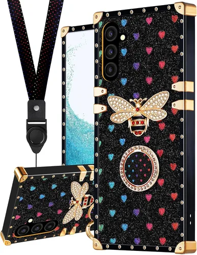 Vista 14 de Loheckle Funda para Samsung Galaxy Note 9 para mujer, diseño con soporte de anillo y cordón, elegante funda de lujo de abejas para Samsung Note 9 6.4