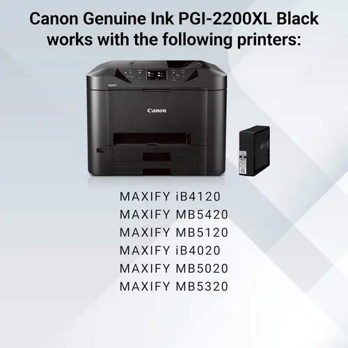 Vista 7 de Canon PGI-2200XL Depósito de tinta negra de pigmento genuino, compatible con impresoras IB4120, MB5420, MB5120, IB4020, MB5020 y MB5320 (opcional)