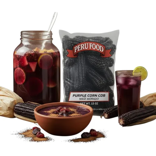 Vista 4 de Peru Food Purple Corn Cob, Maiz Morado para Chicha Morada, maíz peruano seco tradicional, 15 onzas cada uno - Paquete de 2