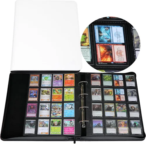 Vista 13 de Carpeta de tarjetas coleccionables 2000, carpeta de tarjetas de 16 bolsillos con anillas en D para tarjetas 2016, carpeta grande de colección