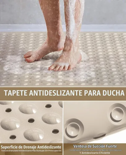 Vista 5 de Yolife Tapete de ducha extra grande, 34.3 pulgadas de largo x 23.3 pulgadas de ancho, tapete de ducha antideslizante de elastómero termoplástico