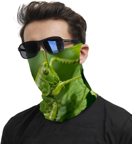 Vista 2 de Insect-Green Face Scarf Cover Ear Loop Hole,Outdoors Face Mask for Women Men Sports Yoga Running Hiking Ski Snowboard,Cooling Neck Shield Scarf