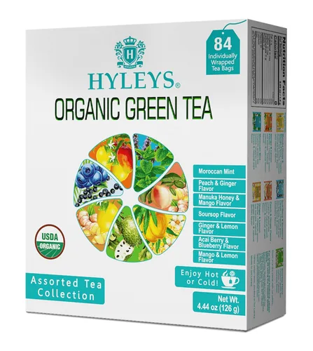 Vista 13 de Hyleys Té verde orgánico sabor a bayas de acai y arándanos - 25 bolsas de té