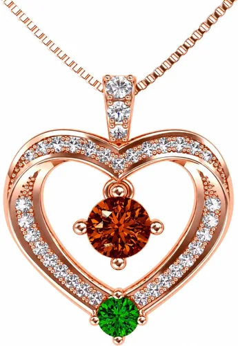 Vista 13 de Central Diamond Center Collar con piedra natal de corazón para madre e hijo con 1-6 piedras preciosas de imitación en plata de ley, oro de 10
