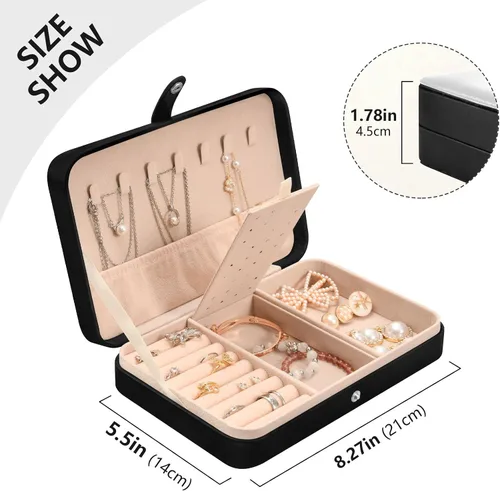Vista 5 de Joyero organizador para mujeres y niñas, almacenamiento portátil de joyería para aretes, anillos, collares, pulseras, relojes, flores pequeñas