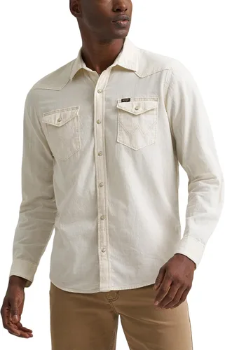 Vista 7 de Wrangler Camisa icónica de ajuste regular para hombre Mezclilla (Rinse Denim)
