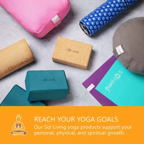 Vista 9 de Sol Living Tapete de yoga de corcho natural, tapete de yoga para estiramiento, pilates, meditación, equipo de gimnasio, antideslizante, portátil