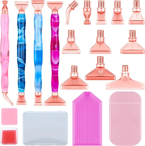 Vista 8 de Fuutreo 23 bolígrafos de arte de diamante, herramientas de pintura, accesorios de pintura de diamante 5D, 4 bolígrafos de arte, kits de puntas