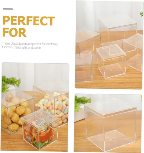 Vista 9 de Abaodam 2 unids Cubo de Comida Accesorios Dulces Pequeños Contenedores Moda con y Cajas de Regalo Tapa Baby Cm Clear Gift Tapas Chocolate Party
