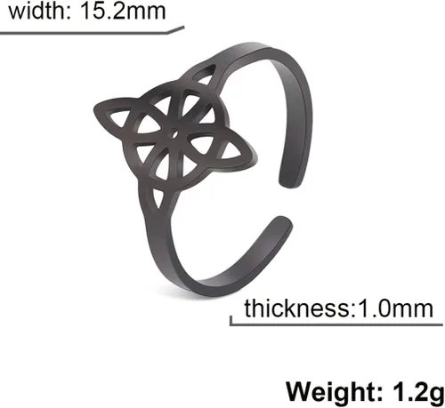 Vista 37 de UNIFT Anillo de nudo de bruja para mujer, de acero inoxidable, estilo geométrico, elegante, elegante, irlandés, nudo celta, ajustable, anillo