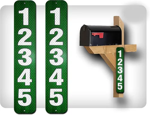 Vista 29 de Curb N Sign - Placas de números para buzón – 3 x 10 pulgadas hechas de aluminio reflectante de alta calidad – Números de buzón súper reflectantes