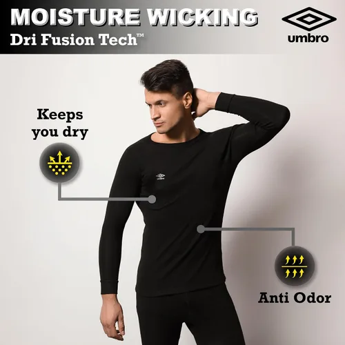 Vista 4 de Umbro Conjunto de capa base para hombre, parte superior e inferior, camisas de compresión para hombres, pantalones de compresión para hombre