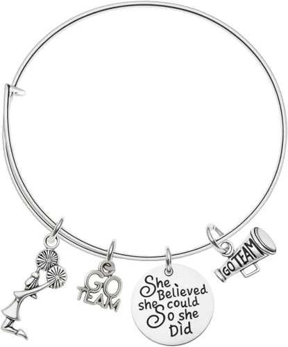 Vista 9 de Infinity Collection - Pulsera de animación - Pulsera ajustable con dijes - Joyería de alegría - Regalo para animadoras y entrenadores de animadoras