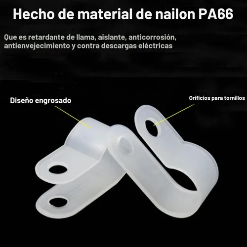Vista 3 de 200pcs Nylon 1/2 pulgada R-Tipo Abrazadera de Cable para Gestión