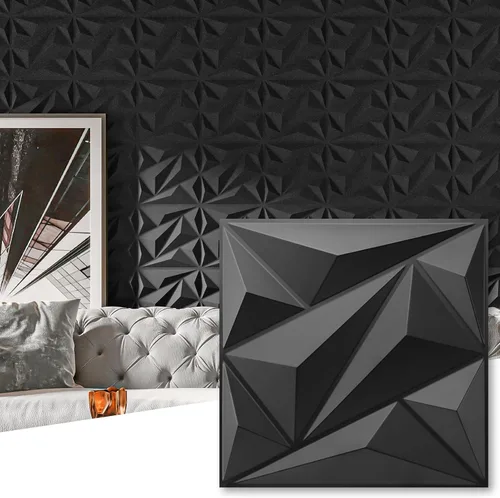 Vista 10 de Art3dwallpanels Paquete de 20 paneles de pared 3D para decoración de pared interior, 12 x 12 pulgadas, paneles de diamante blanco para sala de Nuevo