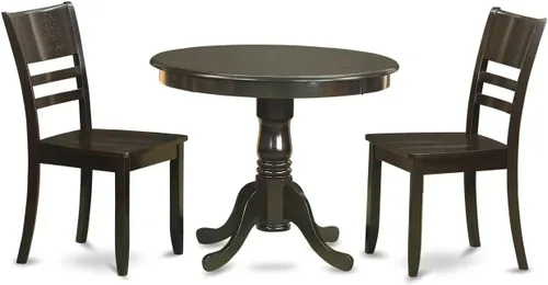 Vista 7 de East West Furniture ANLY5-CAP-LC - Juego de mesa y sillas de cocina de 5 piezas, incluye una mesa de comedor redonda con pedestal y 4 sillas