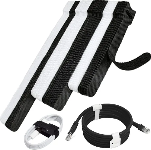 Vista 8 de 70 bridas de cables reutilizables color rosa, para organizar cables, reutilizables, para electrónica, de gancho y bucle para computadora, de 4, 6, 8