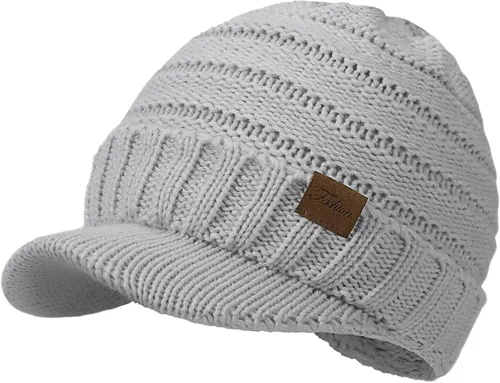 Vista 11 de Sombreros de invierno para mujeres - Gorro de punto cálido y con estilo, grueso, con visera, lindos sombreros de invierno suaves y elásticos