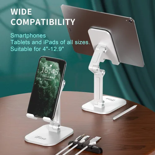 Vista 4 de iFine Soporte plegable ajustable para teléfono celular compatible con iPhone 12 y todos los teléfonos inteligentes, soporte móvil resistente