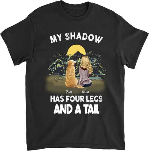 Vista 12 de Gossby Camisa personalizada con texto en inglés «A Girl & Her Dog» para mujeres, amantes de los perros con nombres, 7 tamaños, 5