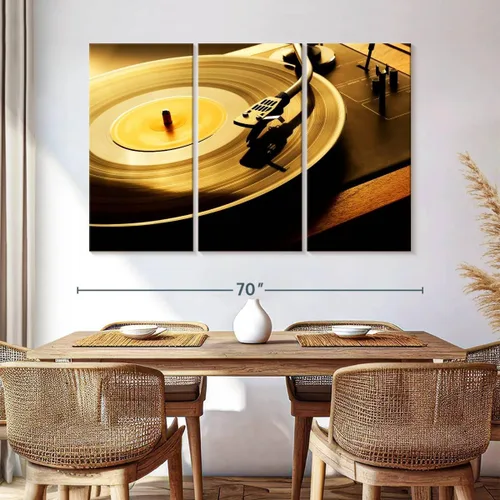 Vista 148 de Elephant Stock BW - Reproductor de discos de vinilo para pared, lienzo horizontal, decoración de pared de sala de estar de 3 piezas, impresión