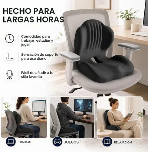 Vista 7 de Cojín ergonómico de espuma viscoelástica, almohada de apoyo lumbar en forma de L con alivio del coxis, almohadilla ortopédica para silla de oficina