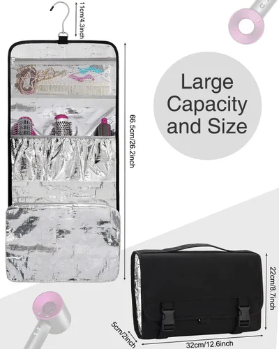 Vista 6 de TANTO Bolsa de transporte de viaje para secador de pelo, herramientas para el cabello, estuche organizador para Dyson impermeable, a prueba