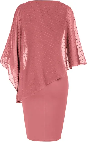 Vista 2 de Hanna Nikole - Vestido ajustado sin mangas, con capa superpuesta, de gasa, para mujer