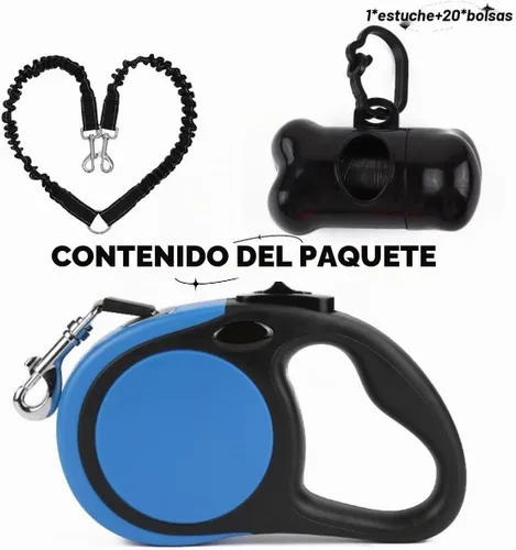 Vista 4 de Correa retráctil doble para perros de raza pequeña (hasta 44 libras cada una) – Correa extensible de doble cabeza de 16 pies para mascotas