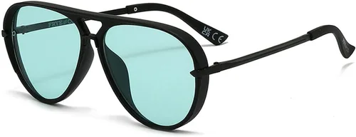 Vista 17 de Gafas de sol de gran tamaño de piloto para mujer, marco grande, gafas de sol de moda con marco de metal, sombras ovaladas Verde