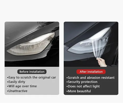 Vista 6 de NaKeah Película protectora de faros delanteros de coche para V-olvo XC40 2019 2020 Película protectora transparente para faros delanteros