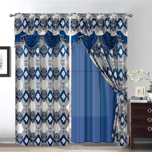 Vista 15 de Petrichor Cortinas Elegantes con Hilos Dorados y Plateados Juego de 2 Paneles - Tratamiento de Ventana de Lujo con Cenefa Adjunta, Respaldo