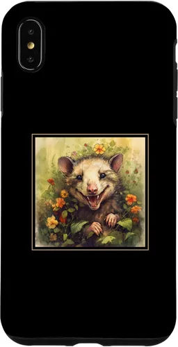 Vista 7 de iPhone 14 Zarigüeya Jardín Flores Pintura Mascota Mamá Papá Caso