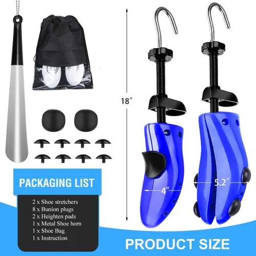 Vista 6 de eachway - Estirador de zapatos para hombre y mujer, ajusta el largo y ancho del calzado, L, para tallas de hombre de EE.UU. de 10 a 13.5, azul