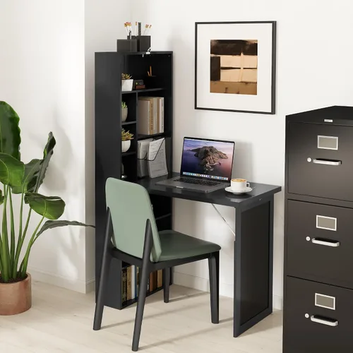 Vista 9 de HOMCOM Escritorio plegable convertible para computadora, color negro