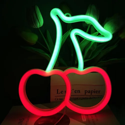 Vista 45 de Letrero de neón para decoración de pared, estético, amarillo, para dormitorio, USB/3-AA, funciona con pilas, luz nocturna para decoración de luz