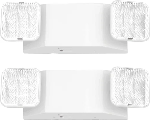 Vista 9 de Luz de emergencia LED con batería de respaldo, dos luces de salida de emergencia ajustables de cabeza cuadrada para fallos de energía del hogar