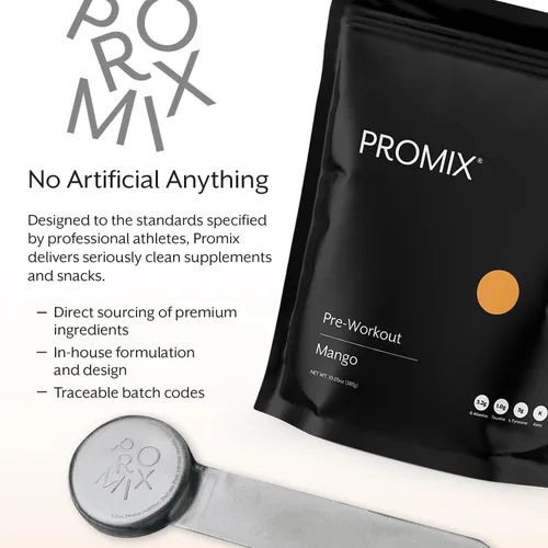 Vista 4 de ProMix Nutrition Pre-Entrenamiento - Maximiza el Enfoque y el Rendimiento - Libre de Estevia, Goma Xantana, Soja, Gluten y OMG - Mango - 30
