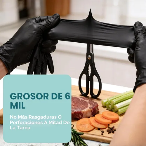 Vista 2 de GUSTO Black Nitrile Gloves - Disposable Heavy Duty 6 Mil